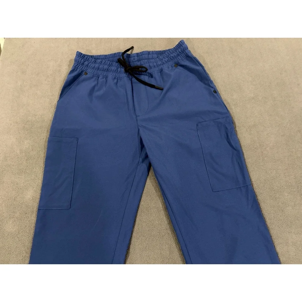 Jaanuu Cargo Scrub Pants Mens XS Blue Stretch Drawstring Waist Pockets Workwear